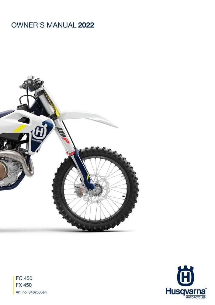 Husqvarna Owners Manual ebook Guide 2022 FC 450 & 2022 FX 450