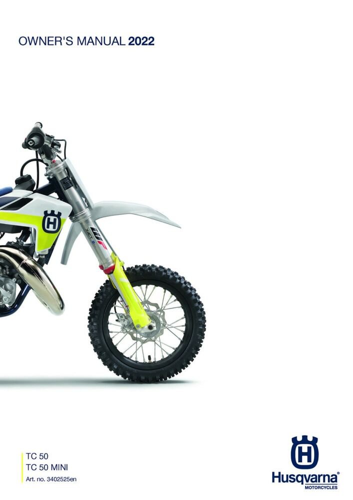 Husqvarna Owners Manual ebook Guide 2022 TC 50 & TC 50 MINI