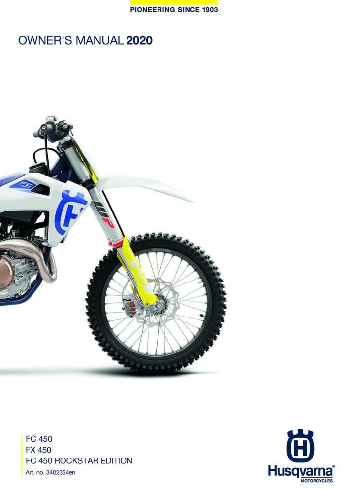 Husqvarna Owners Manual ebook Guide 2020 FC 450, FX 450, FC 450 ROCKSTAR EDITION
