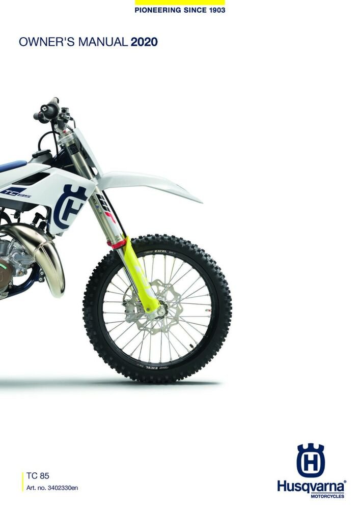 Husqvarna Owners Manual ebook Guide 2020 TC 85 19/16 & 2020 TC 85 17/14