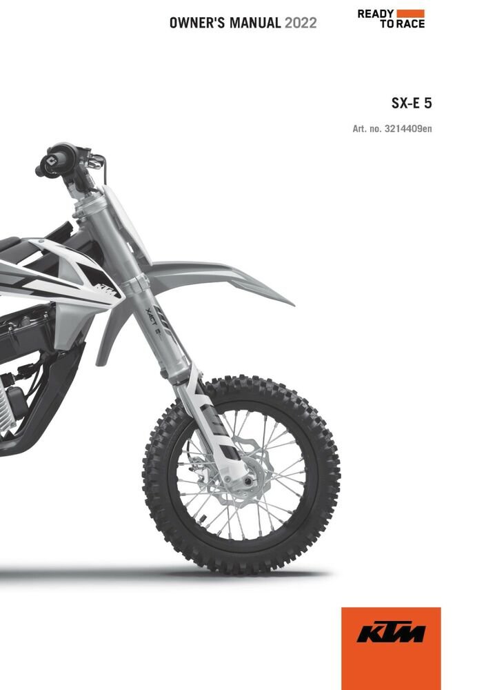 KTM Owners Manual ebook Guide 2022 SX?E 5