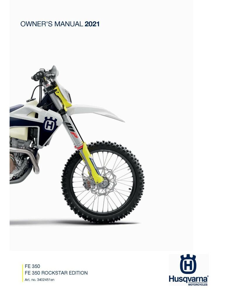 Husqvarna Owners Manual ebook Guide 2021 FE 350 & 2021 FE 350 Rockstar Edition
