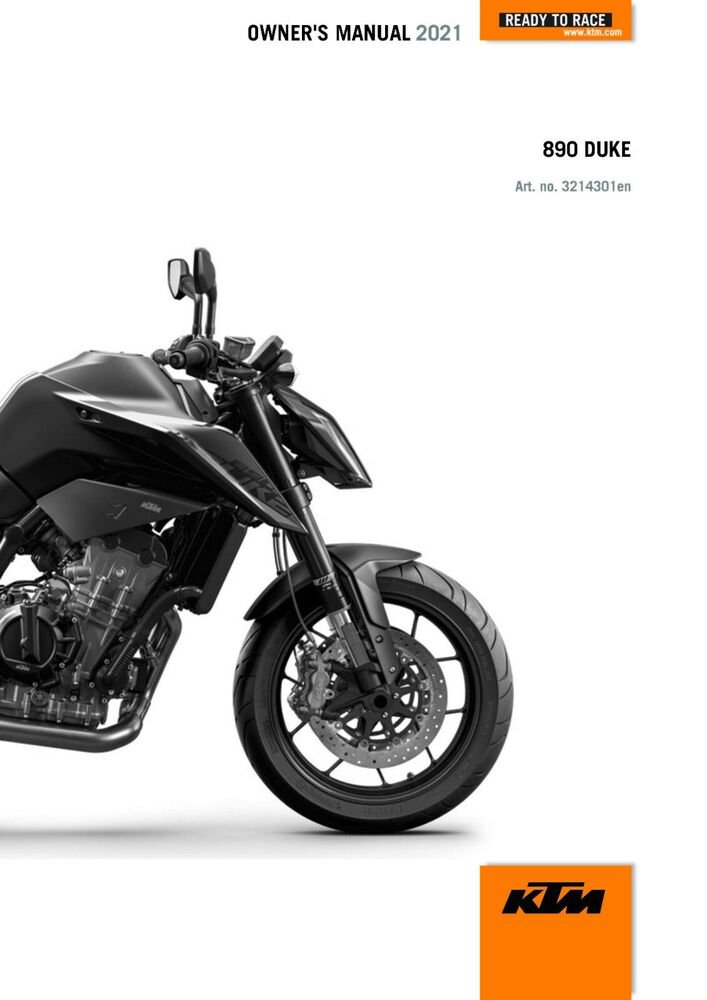 KTM Owners Manual ebook Guide 2021 890 DUKE US Model