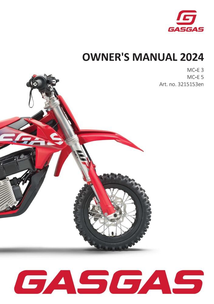 GAS GAS GASGAS Owners Manual ebook Guide 2024 MC?E 5