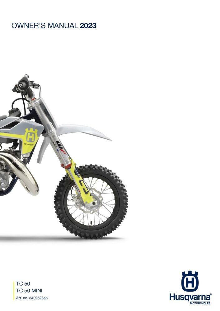 Husqvarna Owners Manual ebook Guide 2023 TC 50