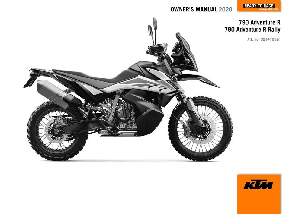 KTM Owners Manual ebook Guide 2020 790 Adventure R US & 790 Adventure R Rally US