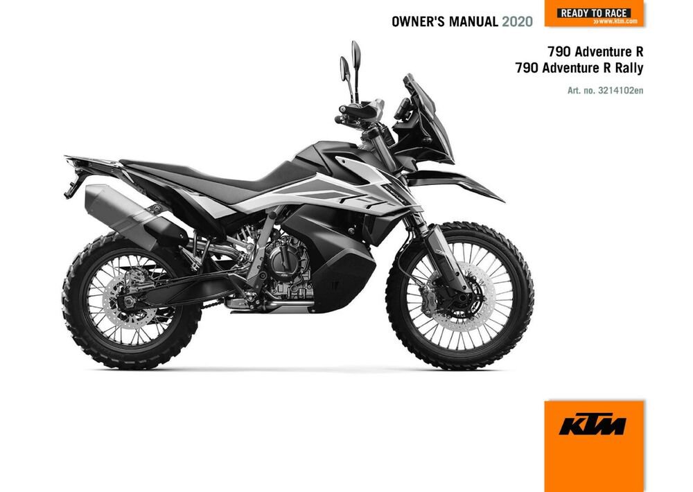 KTM Owners Manual ebook Guide 2020 790 Adventure R EU, ASEAN, CN & PH