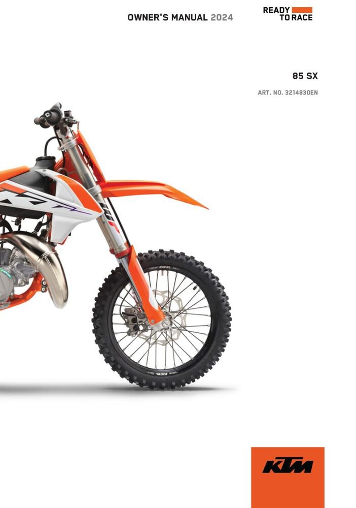 KTM Owners Manual ebook Guide 2024 85 SX 17/14