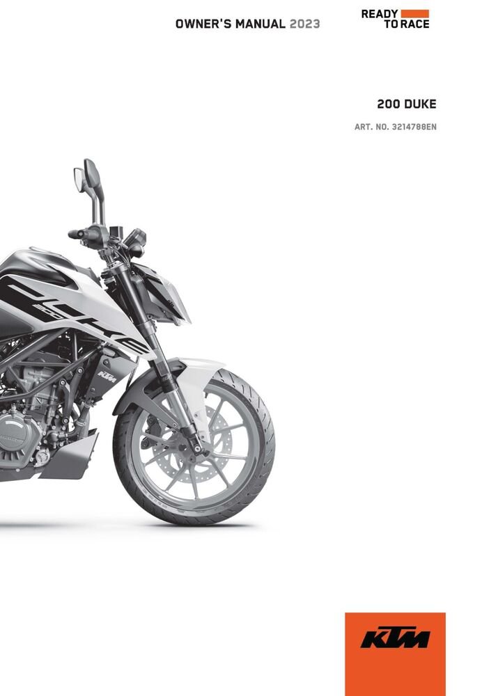 KTM Owners Manual ebook Guide 2023 200 DUKE US