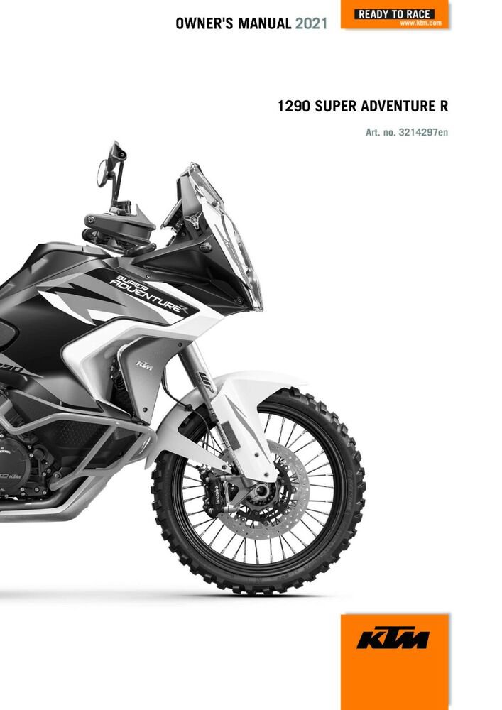 KTM Owners Manual ebook Guide 2021 1290 SUPER ADVENTURE R Countries EU, JP, CN