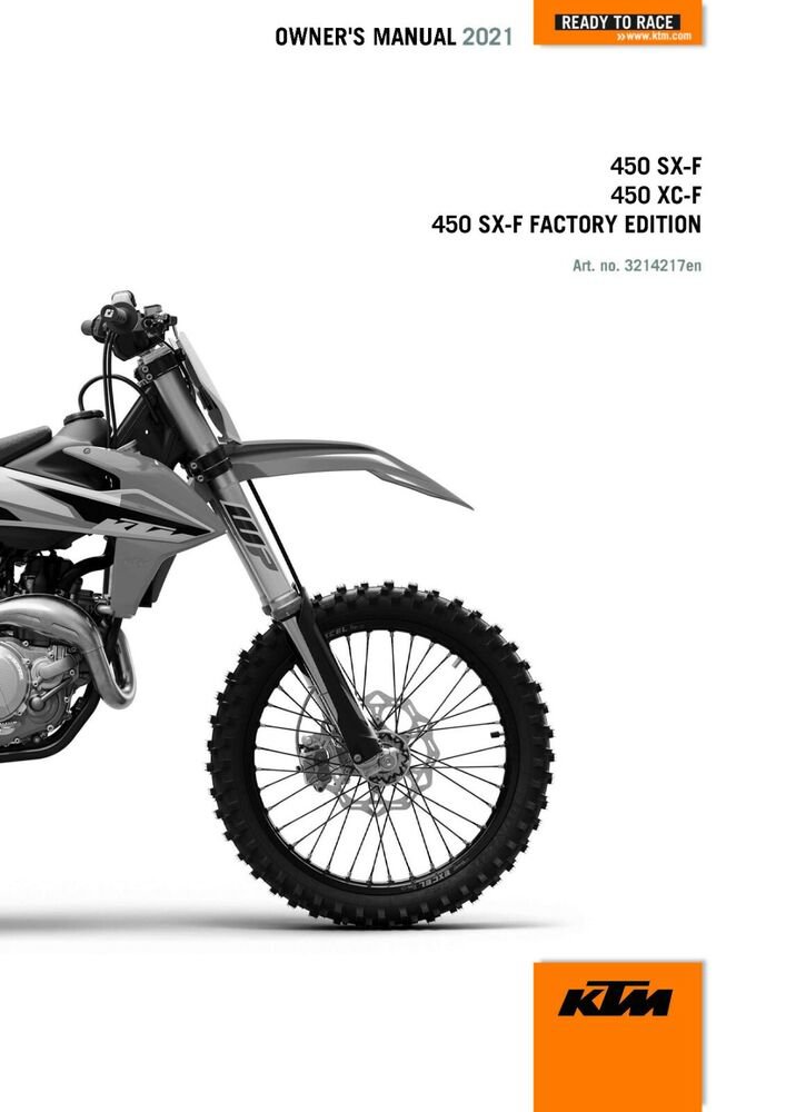 KTM Owners Manual ebook Guide 2021 450 SX?F & 2021 450 XC-F