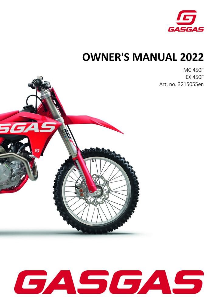 GAS GAS GASGAS Owners Manual ebook Guide 2022 MC 450F