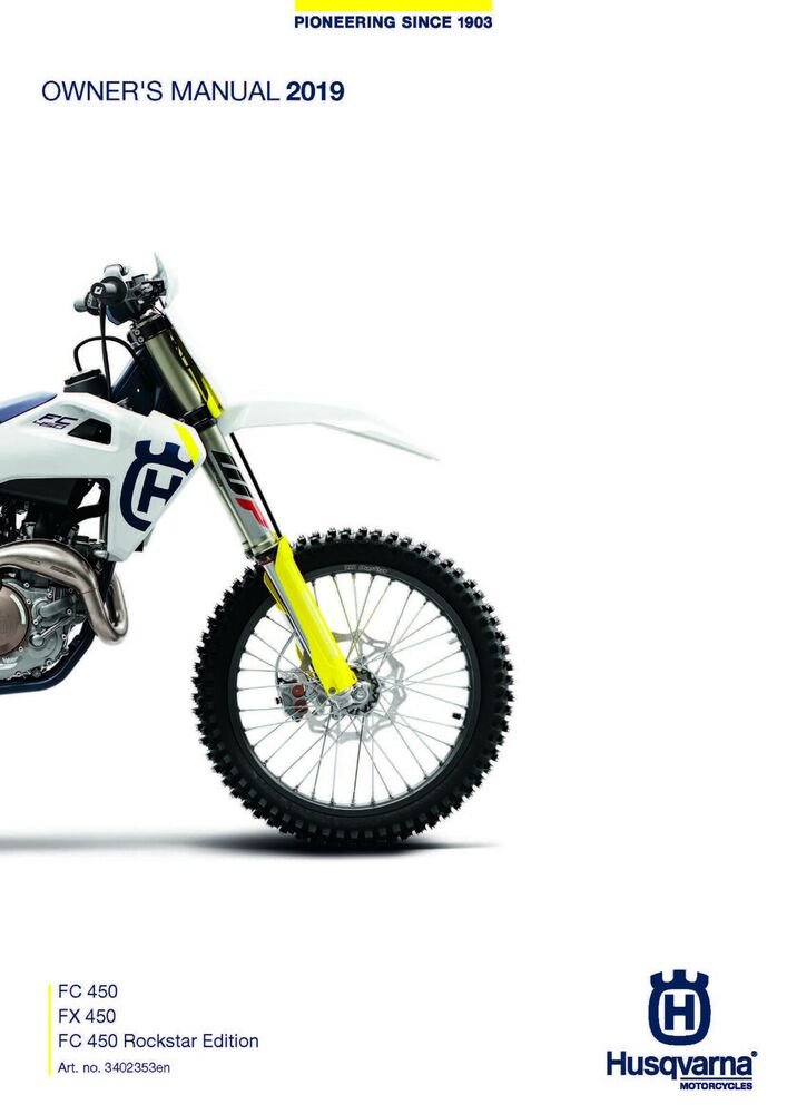 Husqvarna Owners Manual ebook Guide 2019 FC 450 & 2019 FC 450 Rockstar Edition