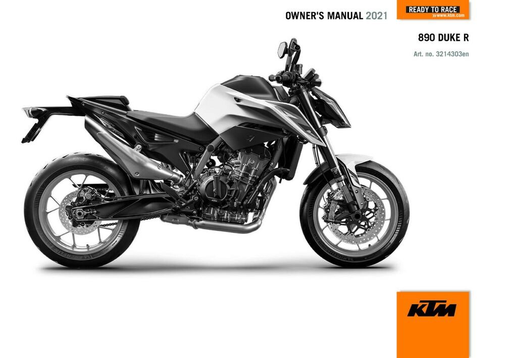 KTM Owners Manual ebook Guide 2021 890 DUKE R US Model