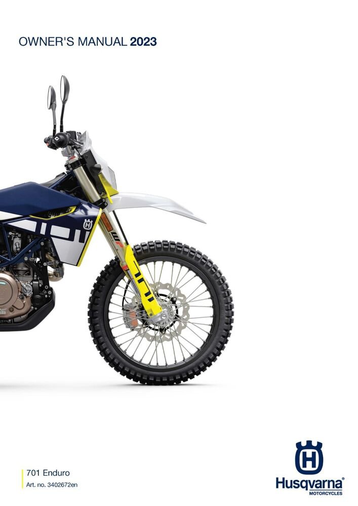 Husqvarna Owners Manual ebook Guide 2023 701 Enduro US