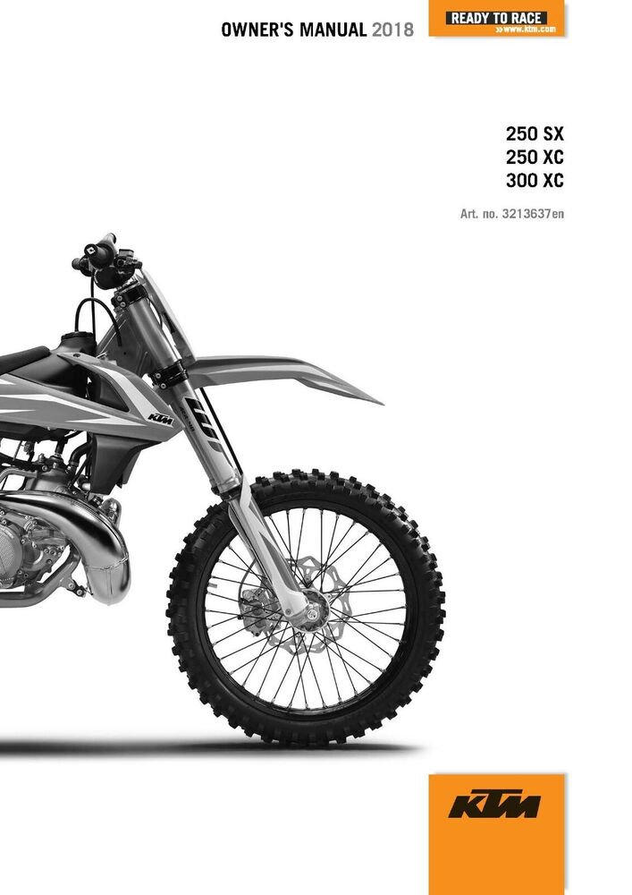 KTM Owners Manual ebook Guide 2018 250 SX US & 2018 250 SX EU