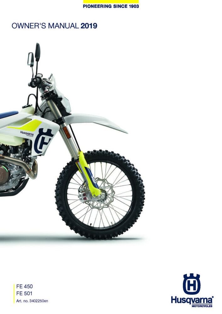 Husqvarna Owners Manual ebook Guide 2019 FE 450 US & 2019 FE 501 US