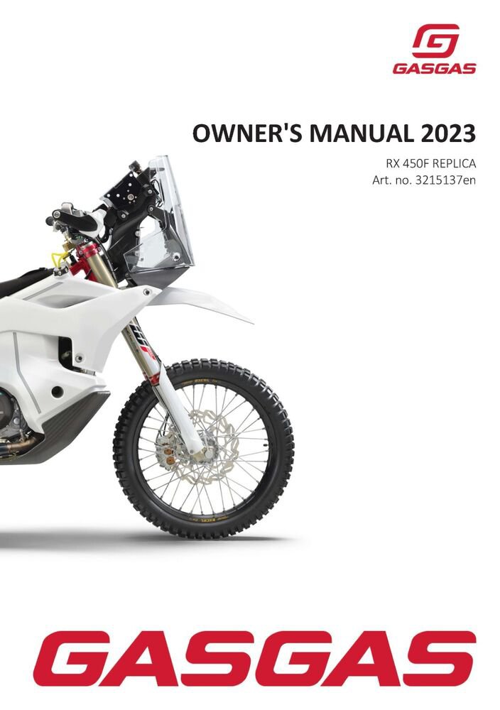 GAS GAS GASGAS Owners Manual ebook Guide 2023 RX 450F REPLICA