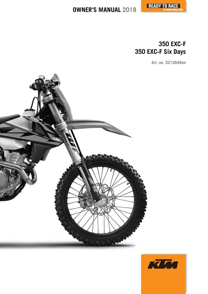 KTM Owners Manual ebook 2018 350 EXC?F Six Days EU, BR