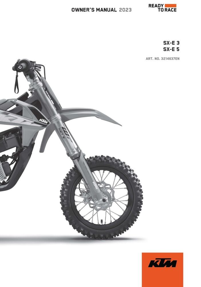 KTM Owners Manual ebook Guide 2023 SX?E 5