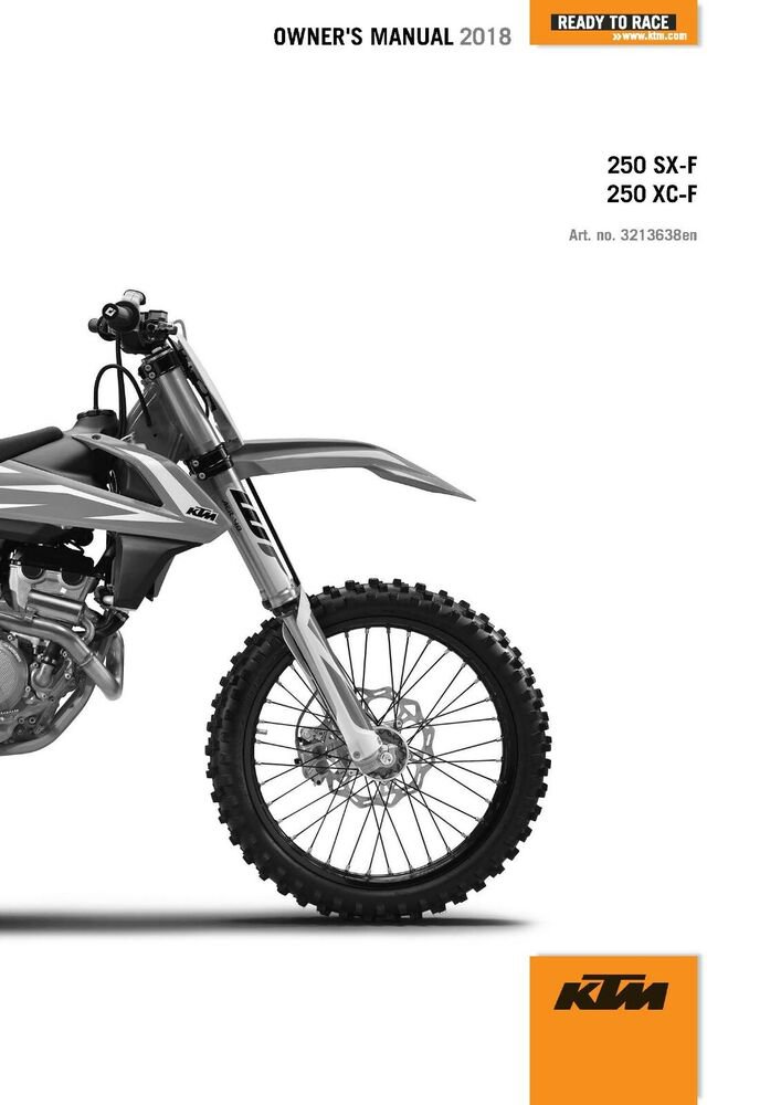 KTM Owners Manual ebook Guide 2018 250 XC?F US