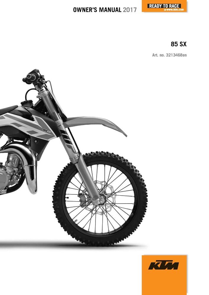 KTM Owners Manual ebook Guide 2017 85 SX 17/14