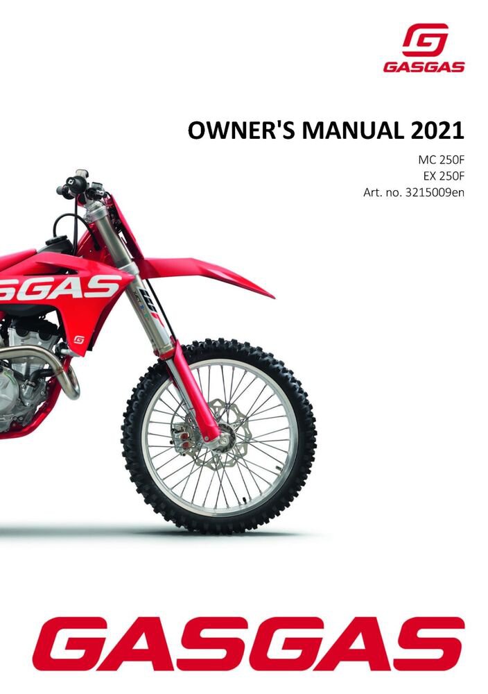 GAS GAS GASGAS Owners Manual ebook Guide 2021 MC 250F EU