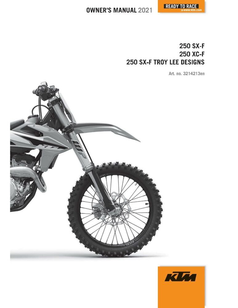 KTM Owners Manual ebook Guide 2021 250 SX-F & 2021 250 XC-F