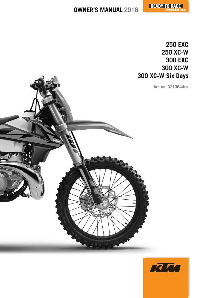 KTM Owners Manual ebook Guide 2018 300 EXC BR