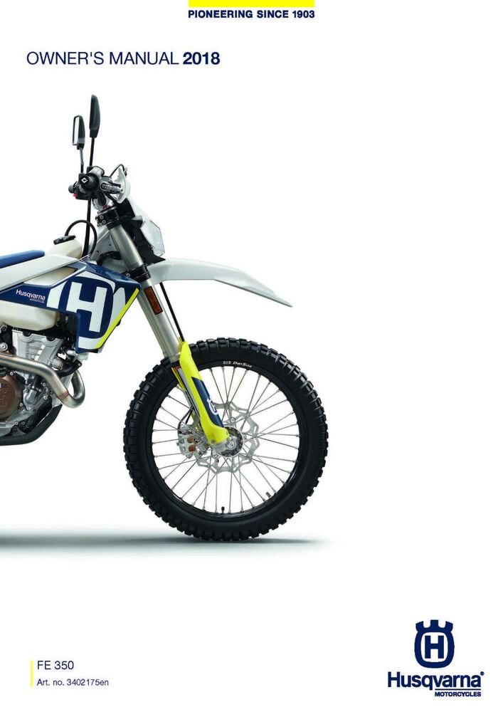 Husqvarna Owners Manual ebook Guide 2018 FE 350 US