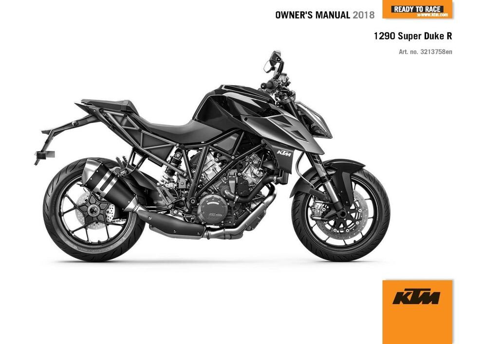 KTM Owners Manual ebook Guide 2018 1290 Super Duke R US