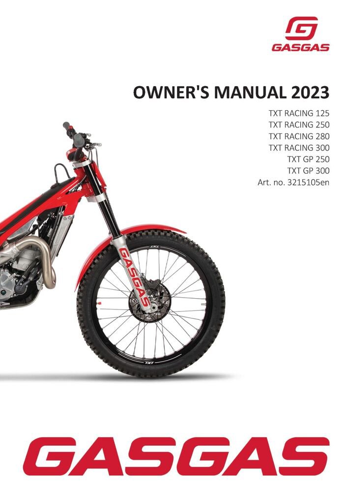 GAS GAS GASGAS Owners Manual ebook Guide 2023 TXT RACING 250 US