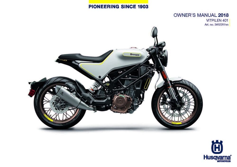 Husqvarna Owners Manual ebook Guide 2018 VITPILEN 401 US