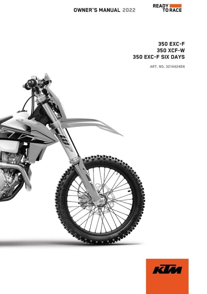 KTM Owners Manual ebook Guide 2022 350 XCF?W US