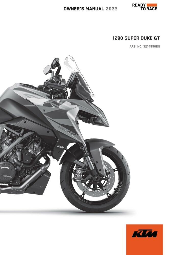 KTM Owners Manual ebook Guide 2022 1290 SUPER DUKE GT EU, CN, JP