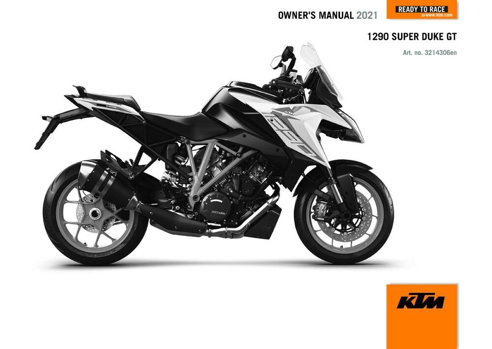 KTM Owners Manual ebook Guide 2021 1290 SUPER DUKE GT For Country EU
