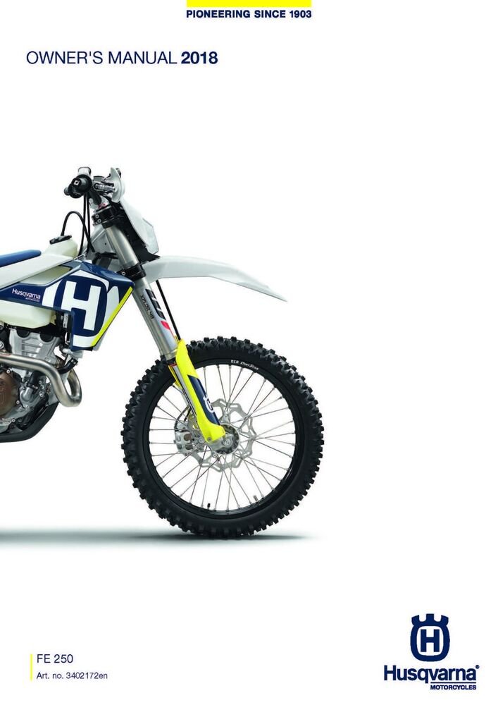 Husqvarna Owners Manual ebook Guide 2018 FE 250 EU & 2018 FE 250 AU