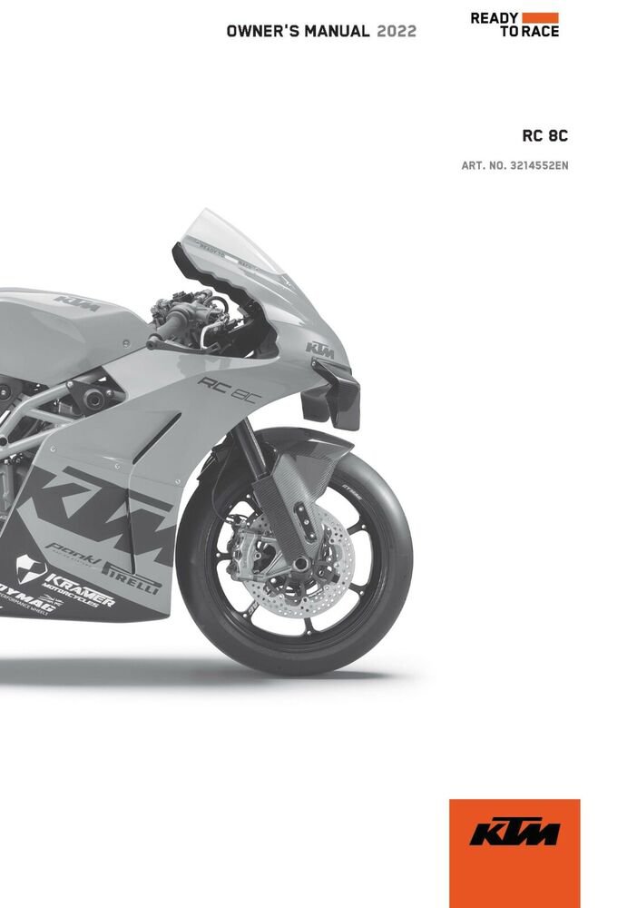 KTM Owners Manual ebook Guide 2022 RC 8C