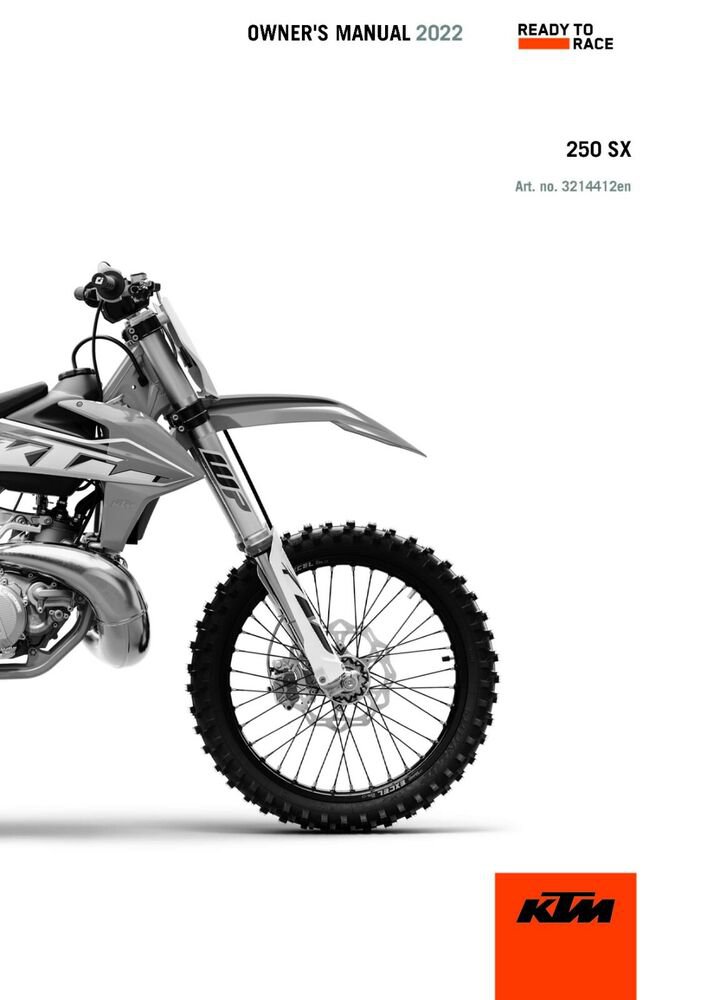 KTM Owners Manual ebook Guide 2022 250 SX