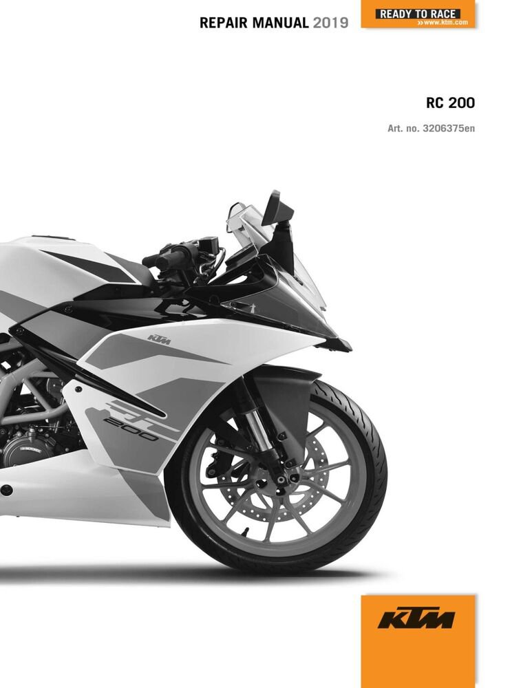 KTM Service Workshop Shop Manual ebook 2019 RC 200 MY