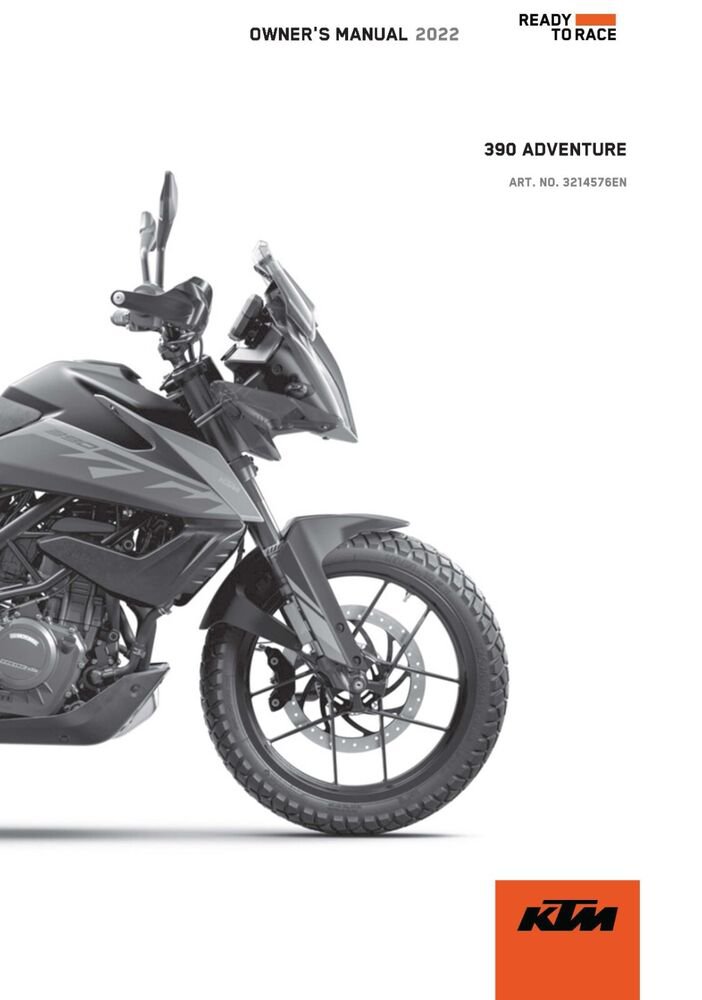 KTM Owners Manual ebook Guide 2022 390 ADVENTURE UK