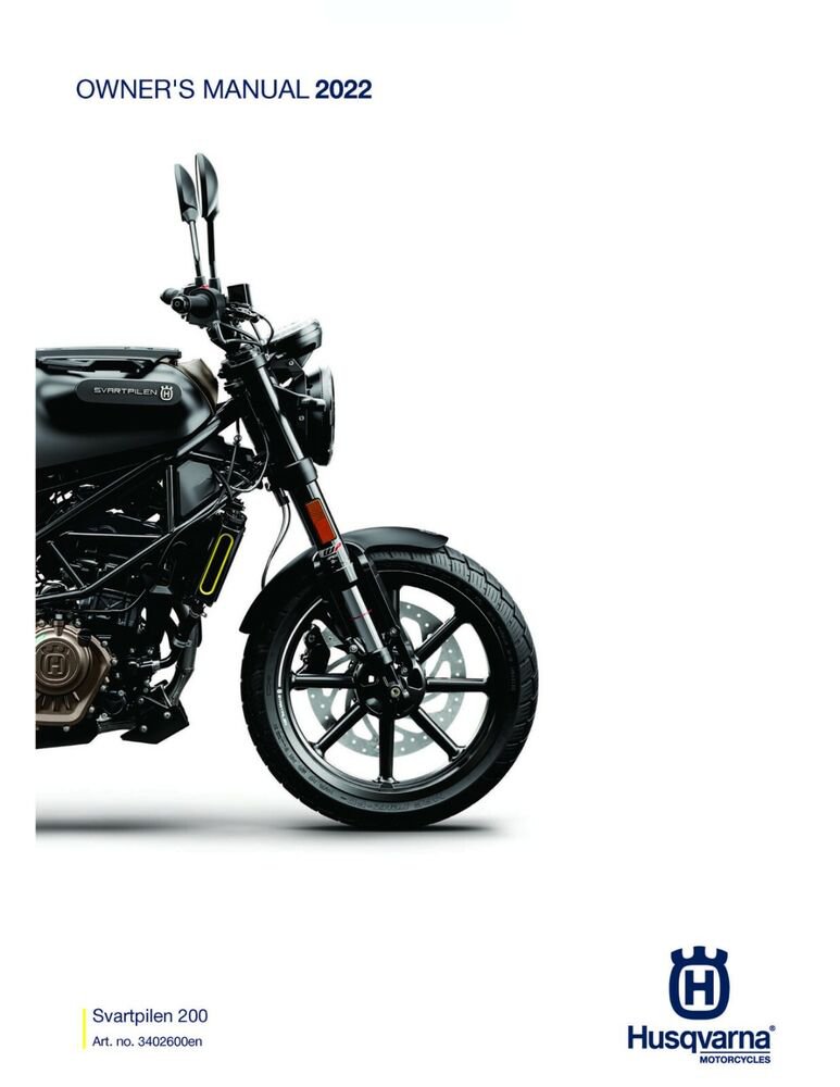 Husqvarna Owners Manual ebook Guide 2022 Svartpilen 200 EU, AR, ASEAN, CO, PH