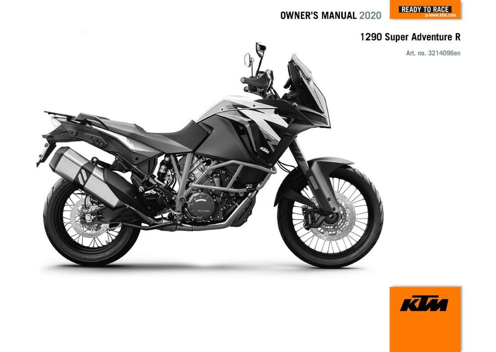 KTM Owners Manual ebook Guide 2020 1290 Super Adventure R EU, TKC EU & TKC CN