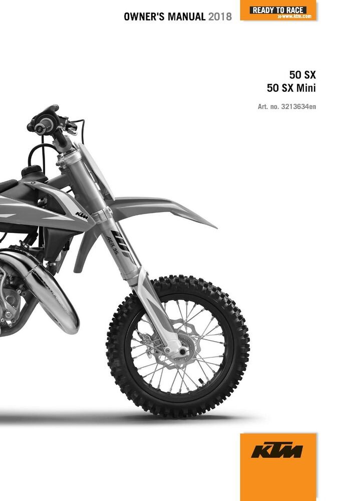 KTM Owners Manual ebook Guide 2018 50 SX & 2019 50 SX Mini