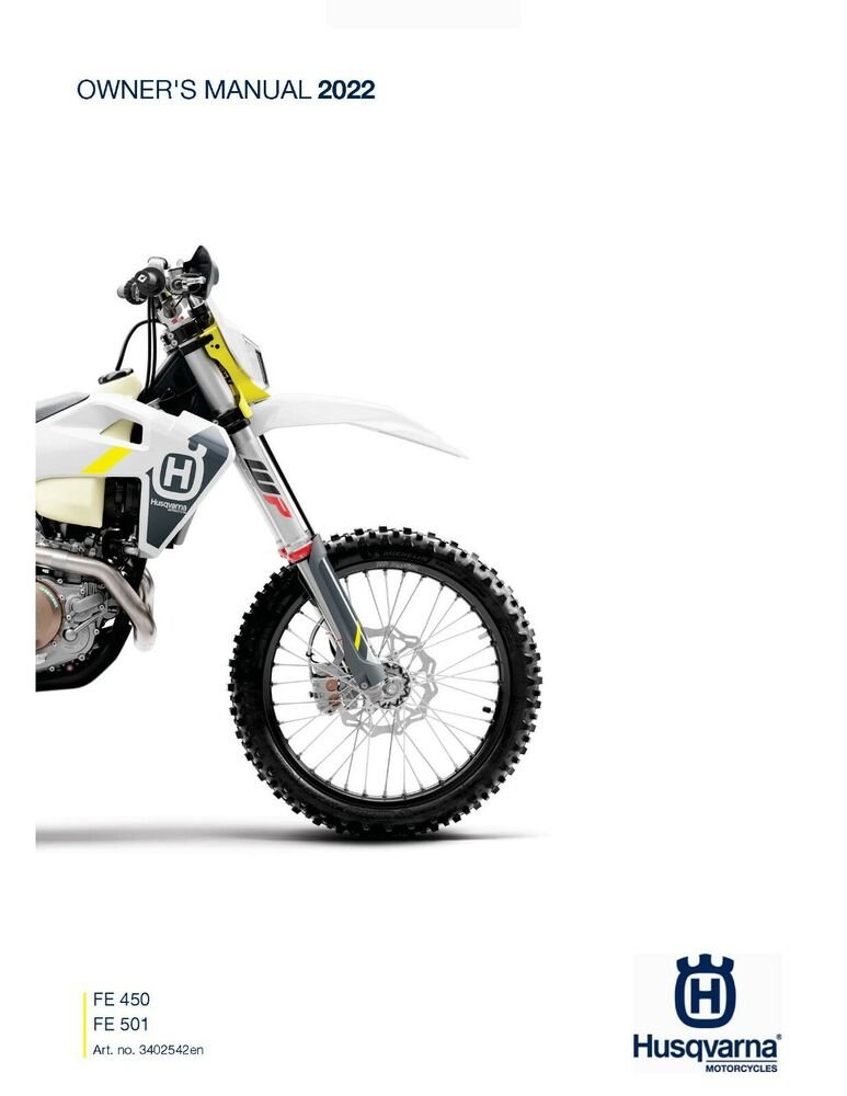 Husqvarna Owners Manual ebook Guide 2022 FE 450 & 2022 FE 501