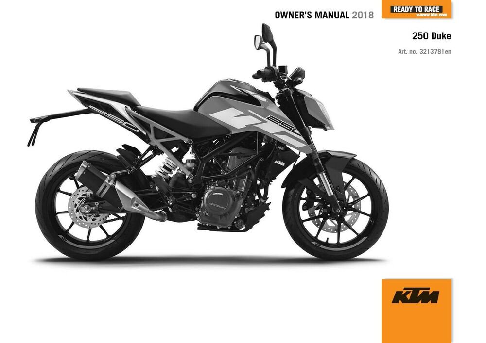 KTM Owners Manual ebook 2018 250 Duke EU, JP, AR, BR, CN, CO, MY, PH & TH