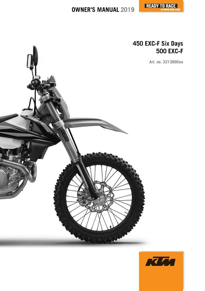 KTM Owners Manual ebook Guide 2019 450 EXC?F Six Days US