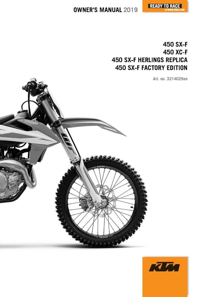 KTM Owners Manual ebook Guide 2019 450 XC?F US