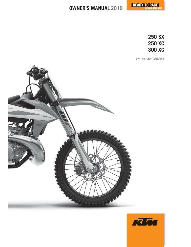 KTM Owners Manual ebook Guide 2019 250 XC US Model & 2019 300 XC US Model
