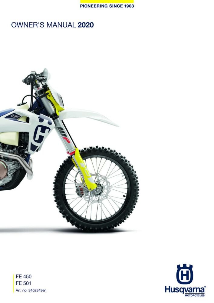 Husqvarna Owners Manual ebook Guide 2020 FE 450 & 2020 FE 501